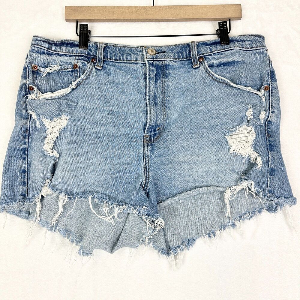 Abercrombie Fitch High Rise Mom Short Size 34 18 Cutoff Raw Frayed Hem